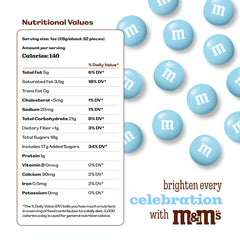 M&M'S WORLD light blue milk chocolate candy favors for baby showers add color and treats.