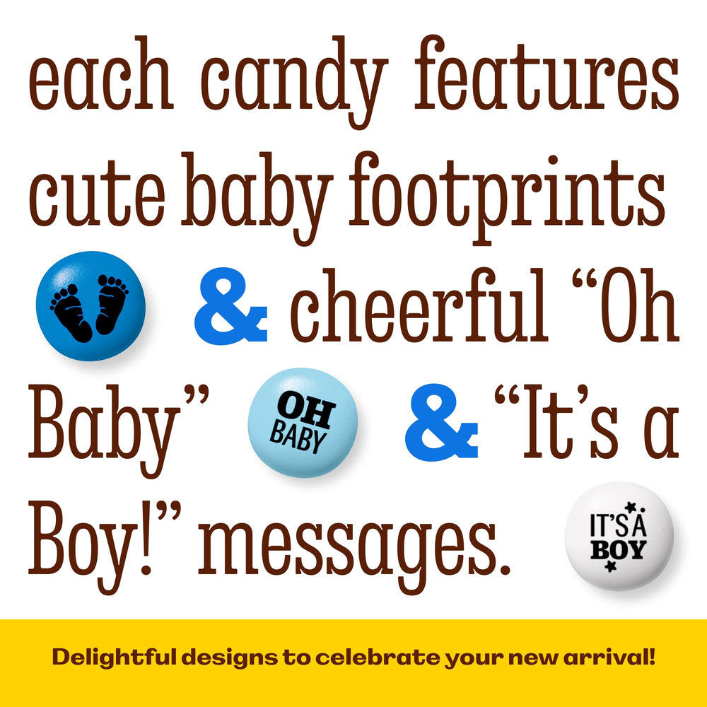 M&M’s World Oh Baby message icons on candies for celebrations.