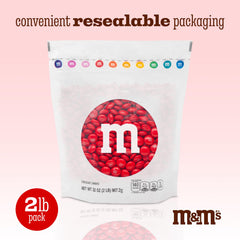 M&M'S World party display with red chocolate candies as edible decor