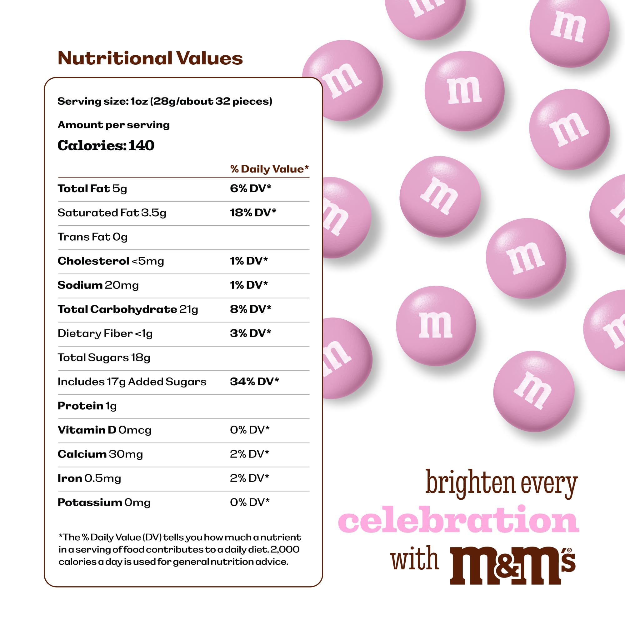 M&M’S WORLD pink candy bulk for baby showers and gender reveal celebrations.