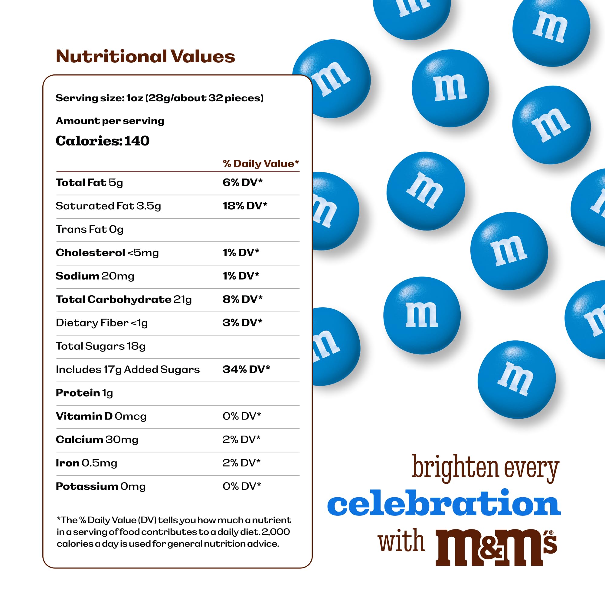 M&M'S WORLD resealable bulk pack keeps blue chocolates fresh
