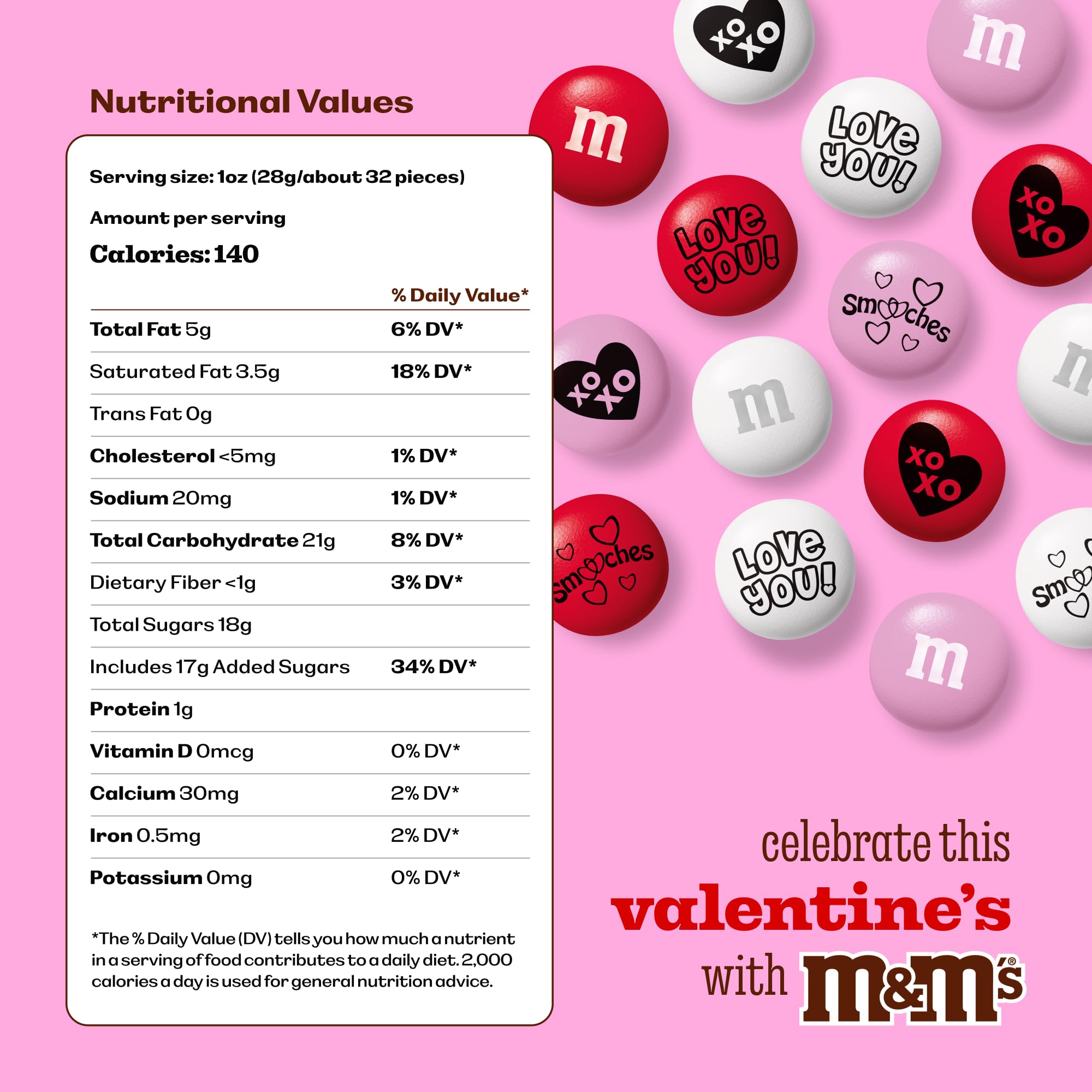 M&M’S WORLD colorful valentines candies brighten dessert tables and candy buffets.