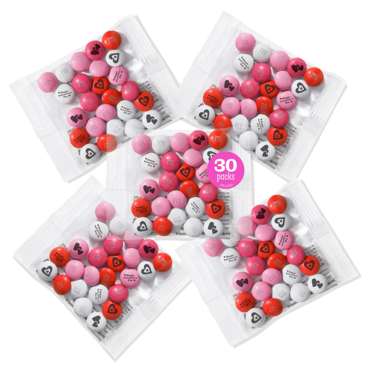 M&M’s World Valentine’s Day 30-pack individually wrapped for easy gifting and sharing.