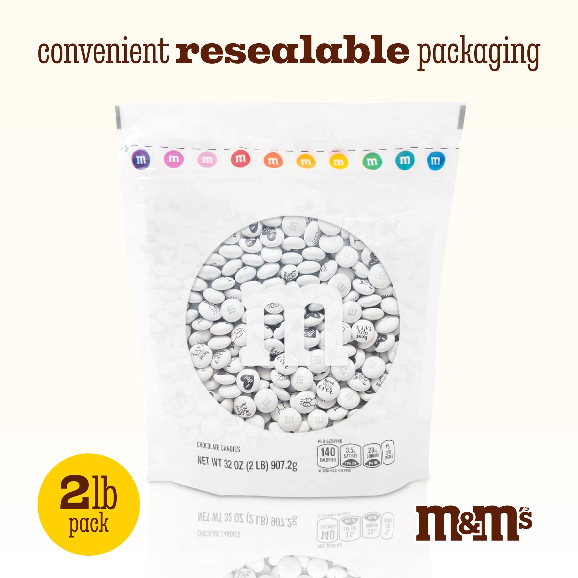 M&M'S WORLD wedding graphics on candies enhancing themed decor and table settings