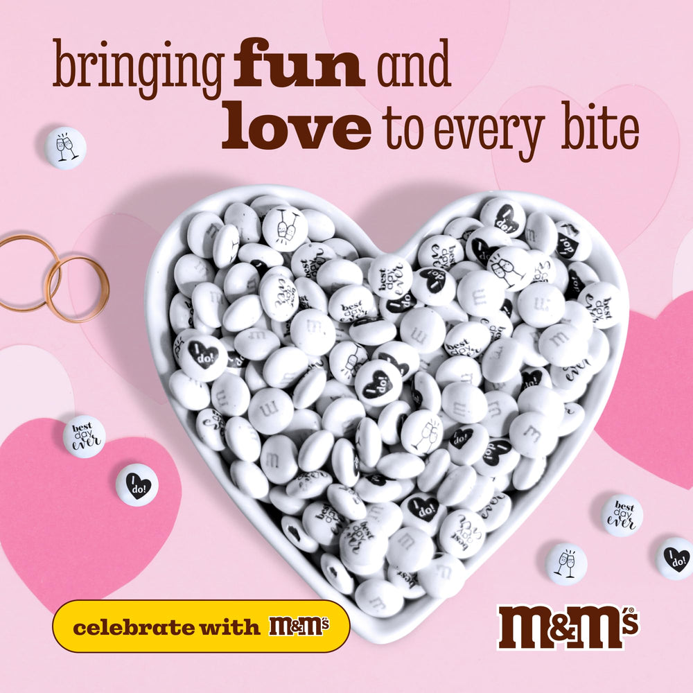 M&M'S WORLD wedding party favor bags filled with themed chocolates for guests
