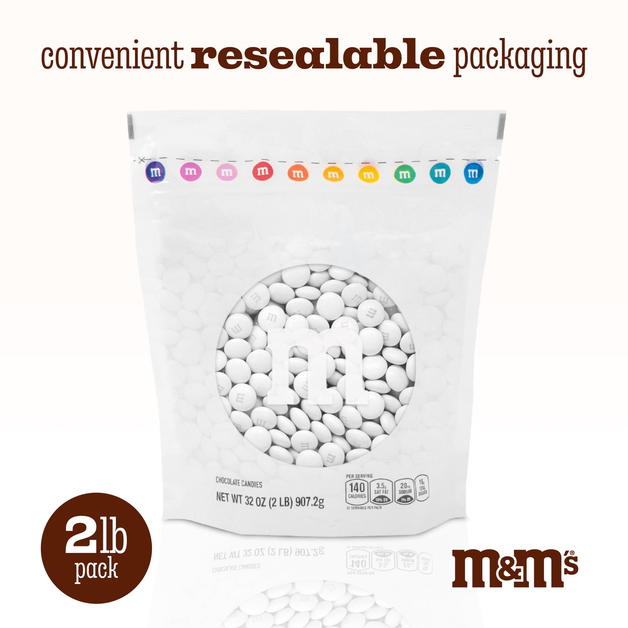 M&M'S WORLD white milk chocolate candy used as DIY favors for celebrations.