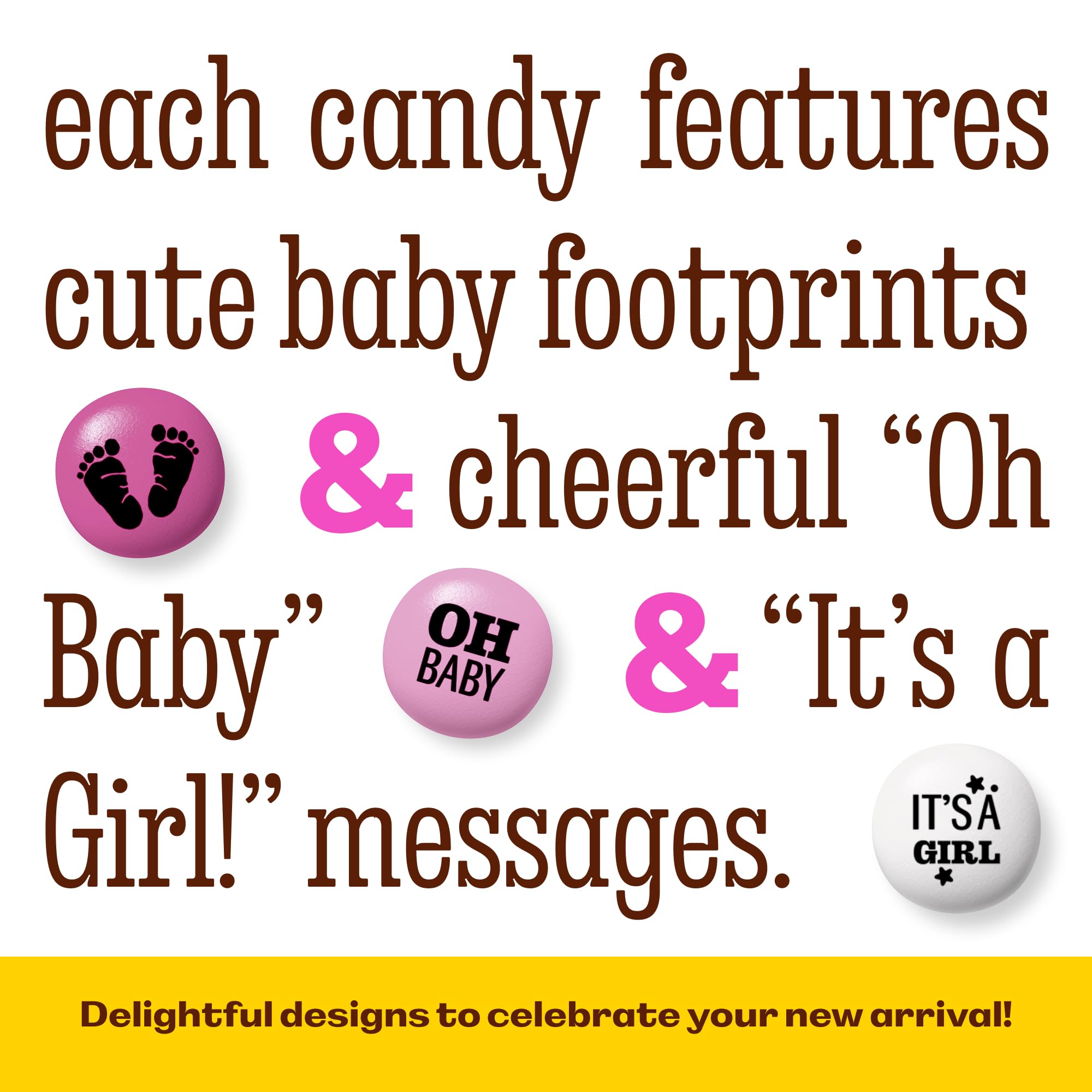 M&M'S World It's A Girl design with ‘Oh Baby’ and ‘It’s A Girl’ phrases.