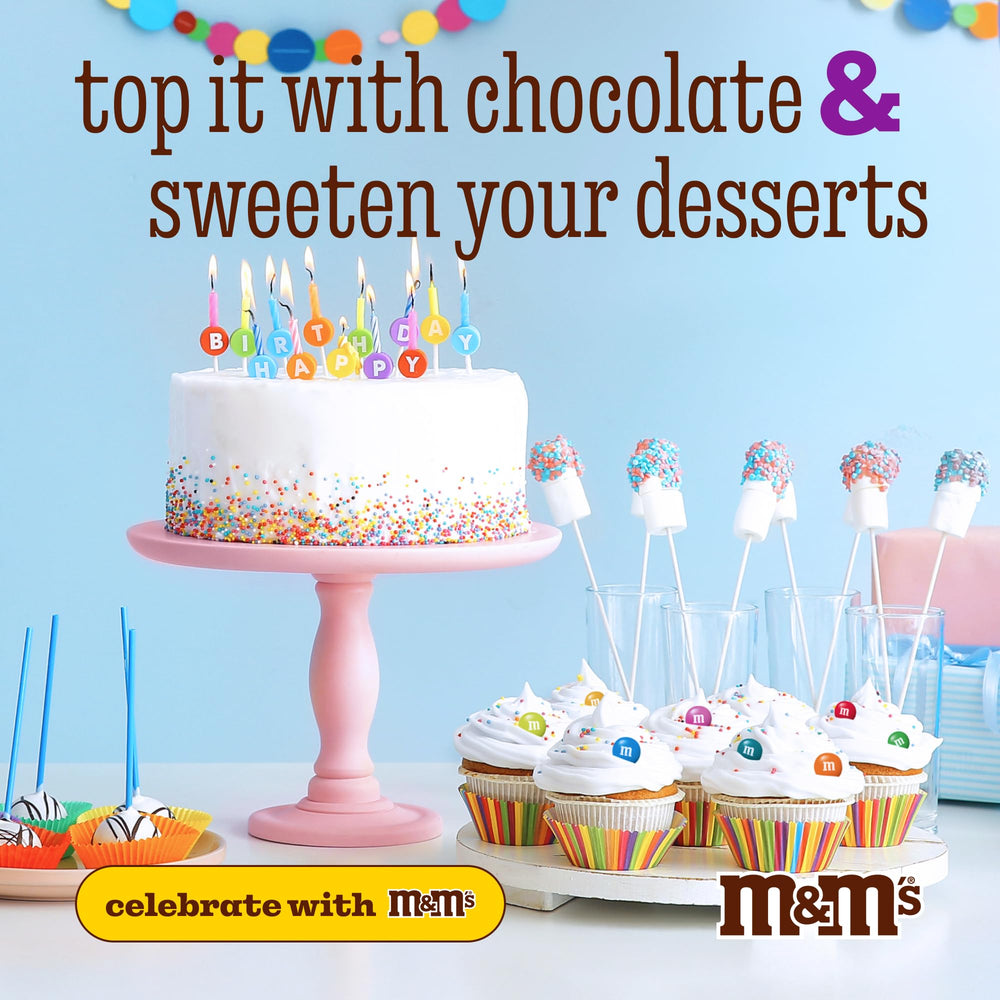 M&M'S World purple centerpiece creates a vibrant table display.