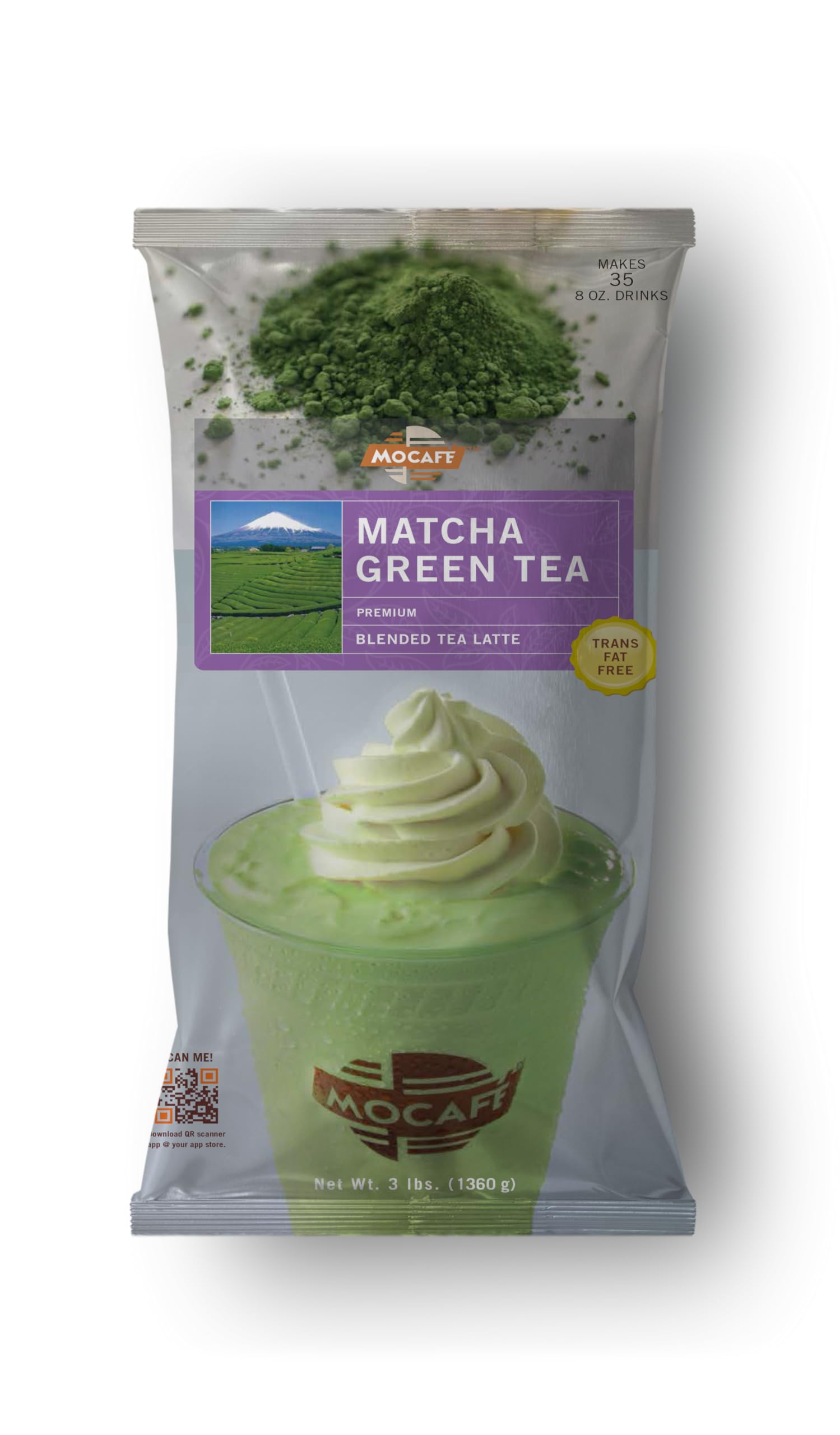 MOCAFÉ Matcha Latte Mix powder bag enables quick cafe-style lattes at home.