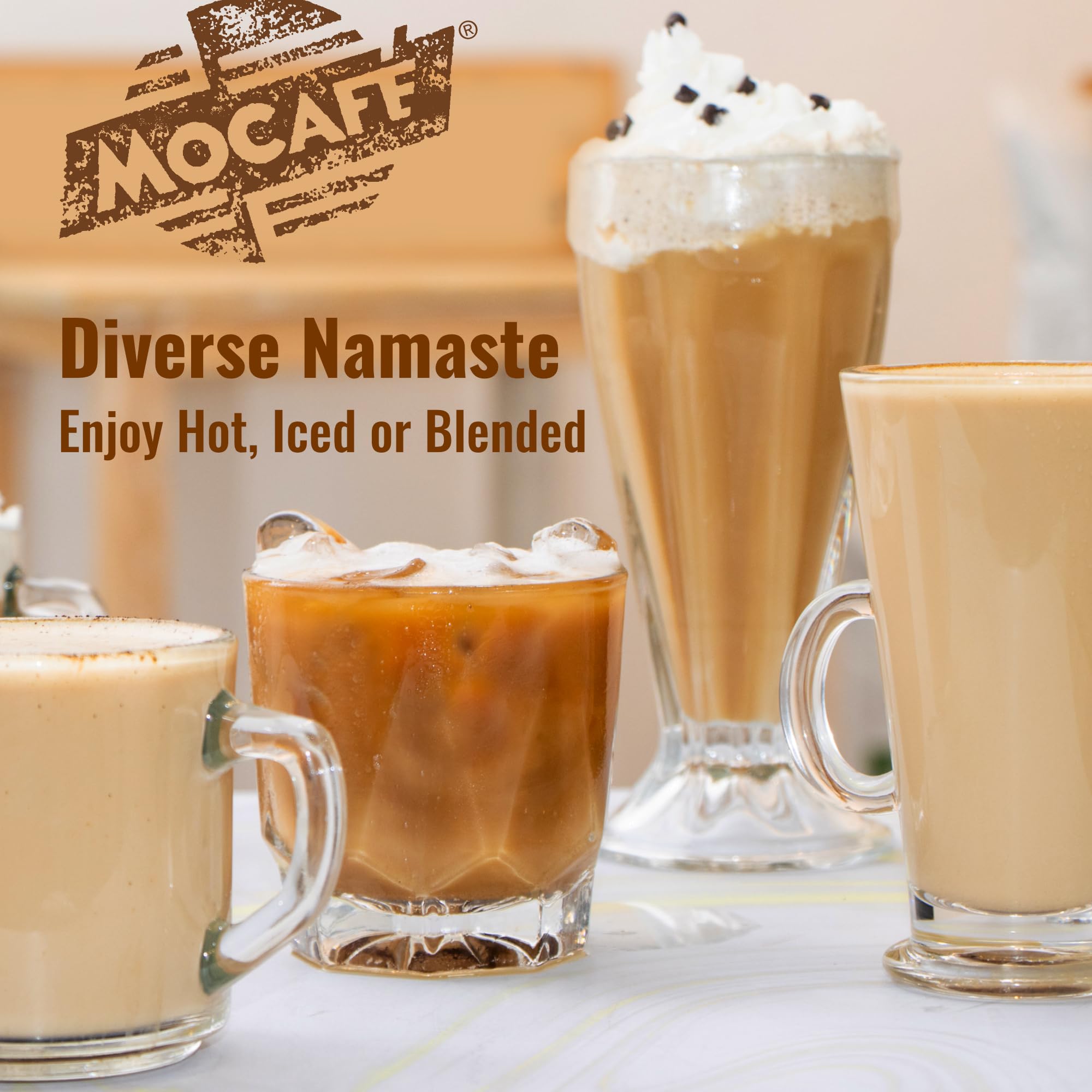 MOCAFÉ latte foam topping shot highlights creamy texture and dessert-like finish.
