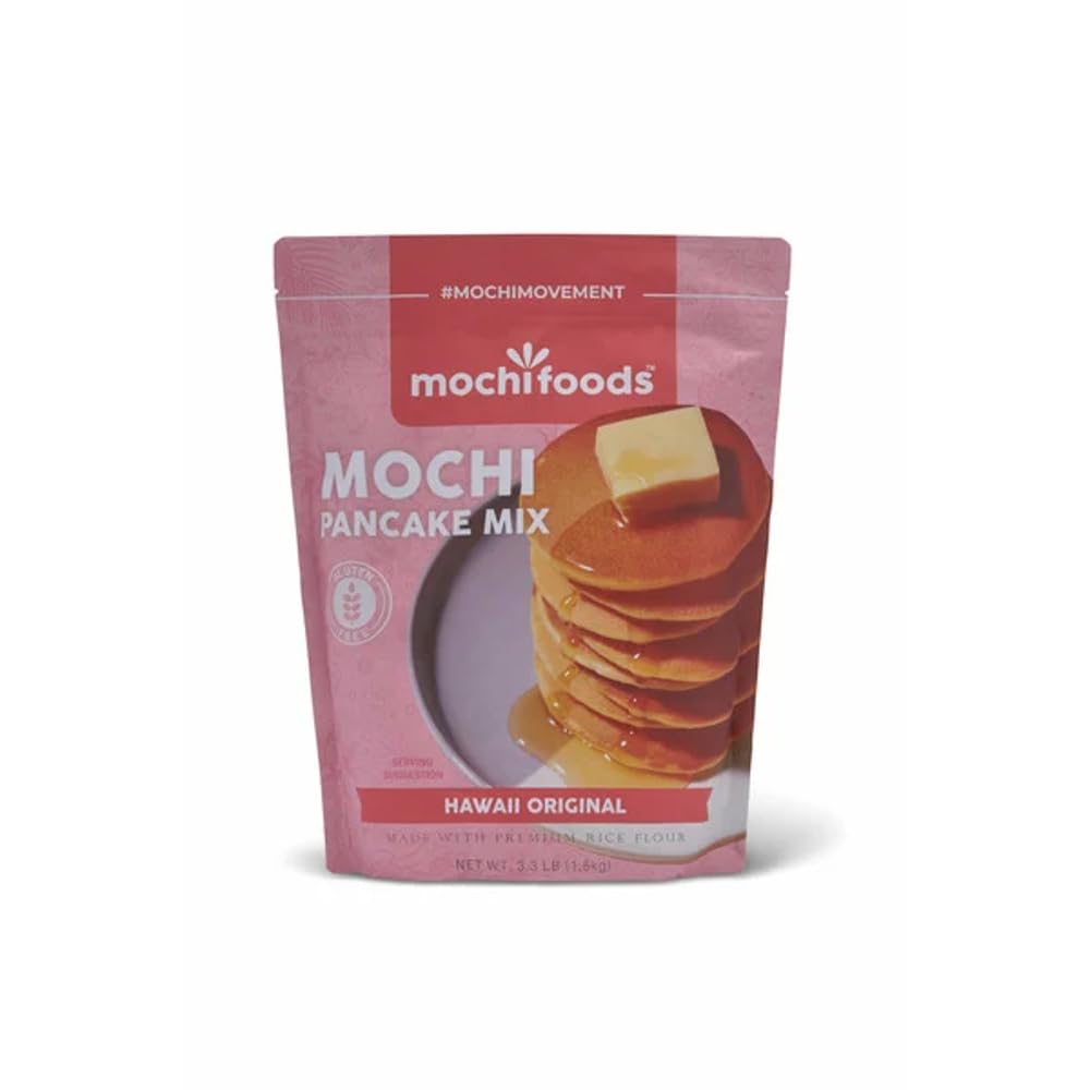 Mochi Foods Hawaii packaging front shows original mochi pancake mix for easy breakfast prep.