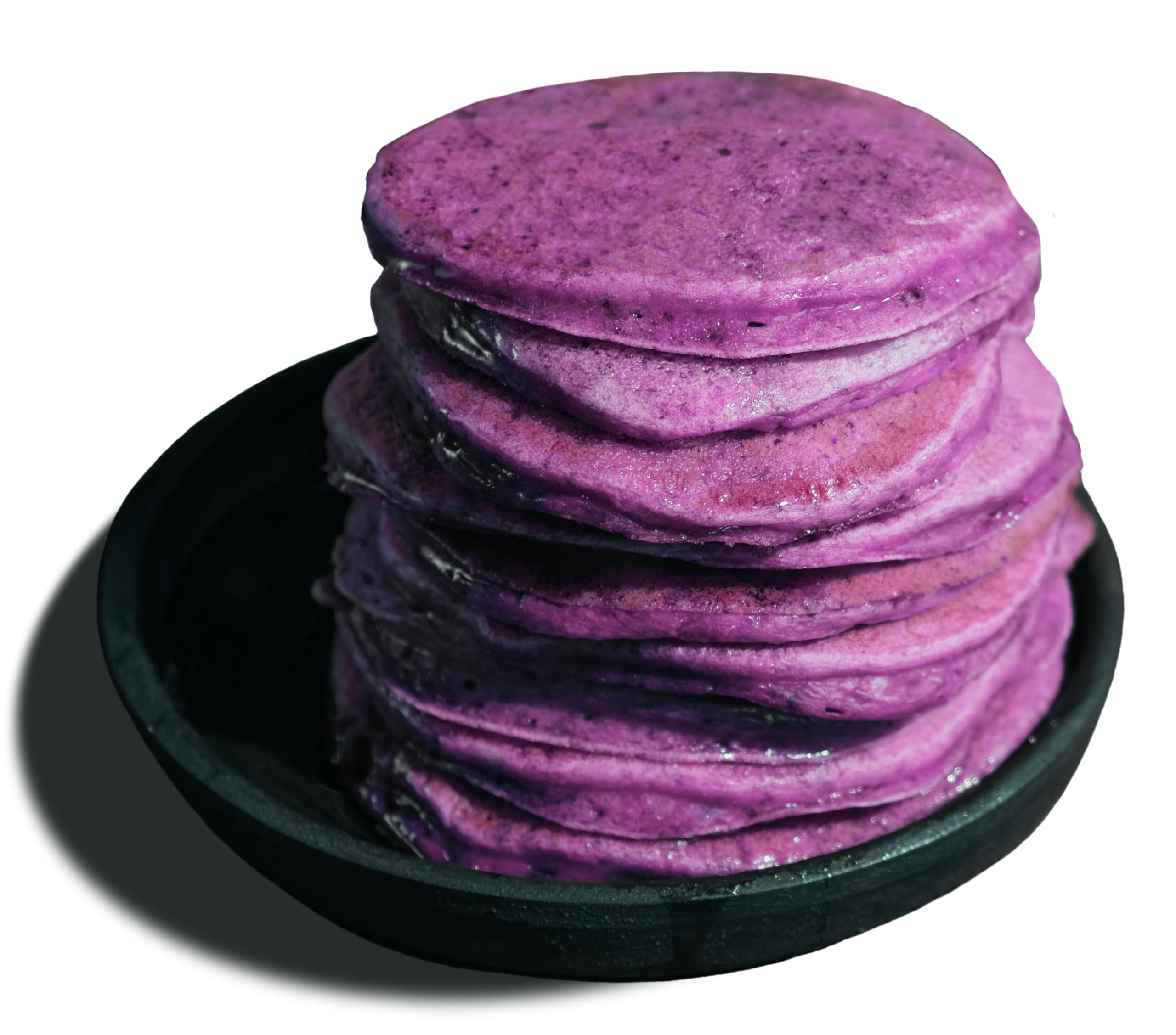 Mochi Foods Ube Pancake Mix stacked pancakes with syrup show serving versatility