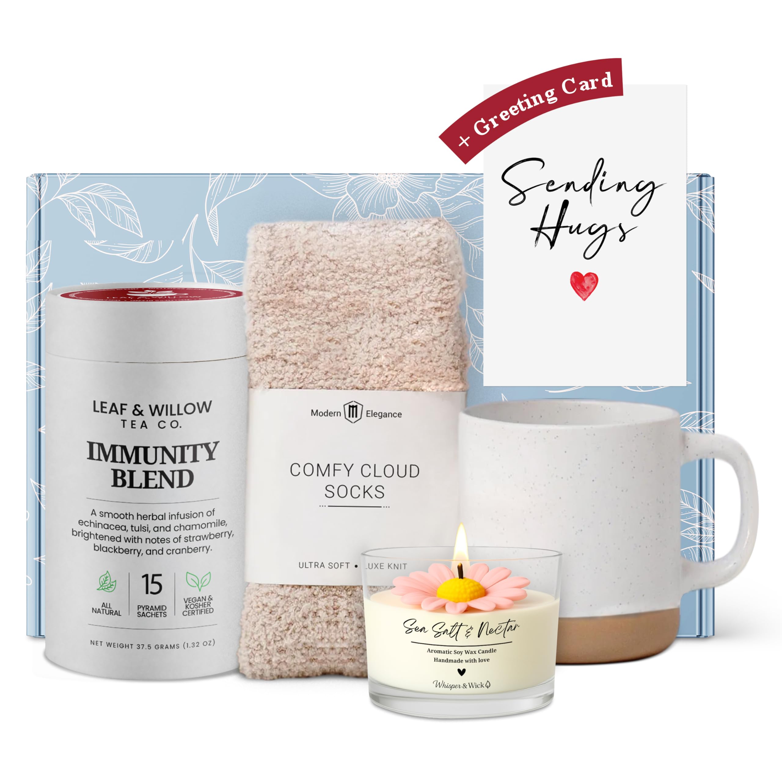 Modern Elegance immunity tea basket enhances cozy recovery moments