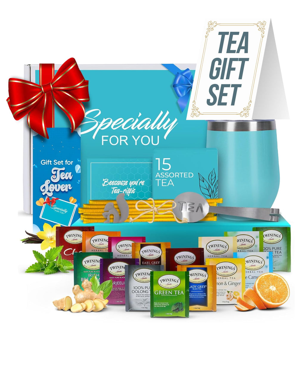 Modern Elegance packaging of the tea gift set shows a ready-to-gift presentation.