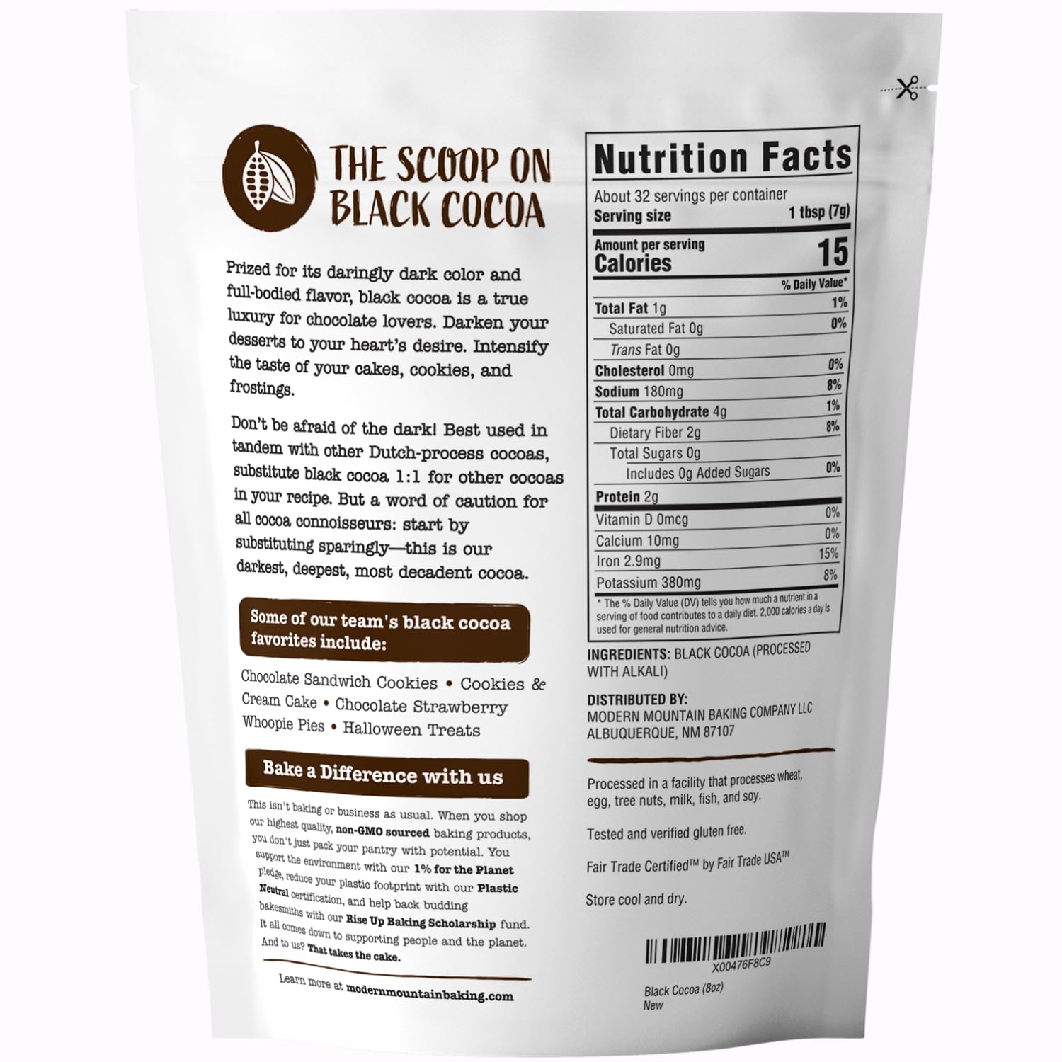 Closeup of Modern Mountain Black Cocoa Powder texture for smooth batters