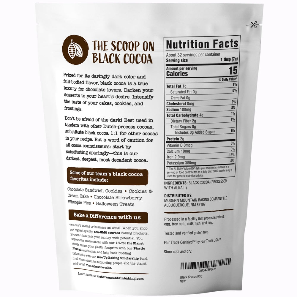 Closeup of Modern Mountain Black Cocoa Powder texture for smooth batters