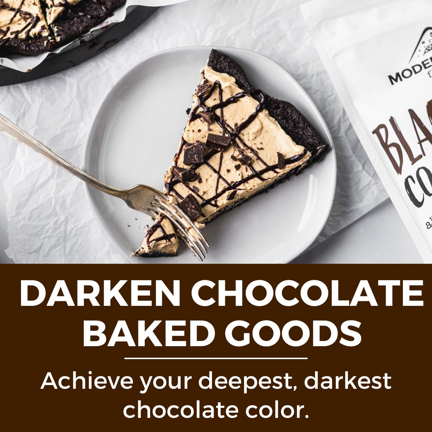 MODERN MOUNTAIN Dark chocolate frosting texture reveals glossy depth