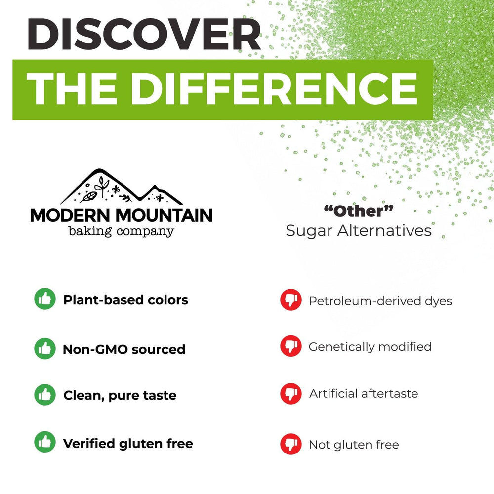 MODERN MOUNTAIN Green Sanding Sugar adds a smooth finish to cakes and cupcakes