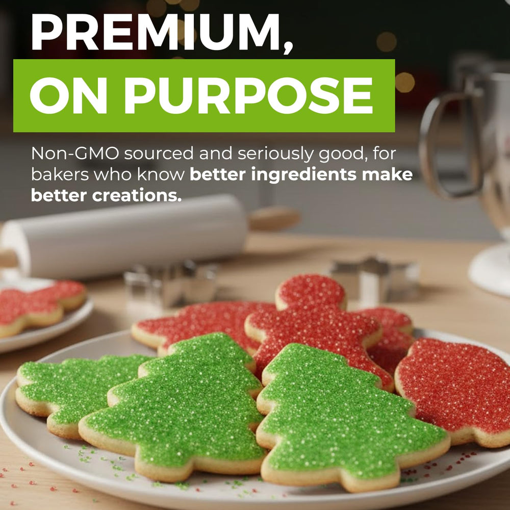 MODERN MOUNTAIN Green Sanding Sugar crystals shine up-close for decorating