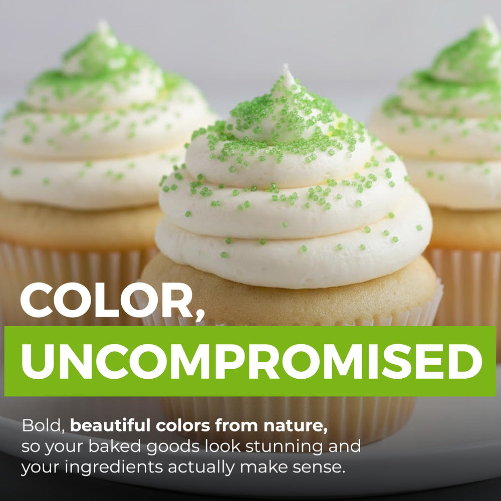 MODERN MOUNTAIN Green Sanding Sugar enhances cupcakes and holiday treats with green sparkle