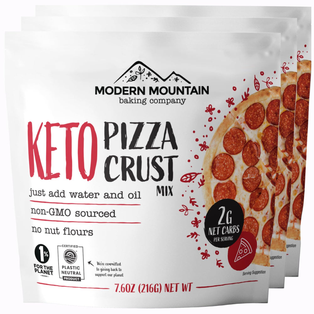 Modern Mountain Keto Pizza Crust Mix in bag for easy, low-carb dinners.