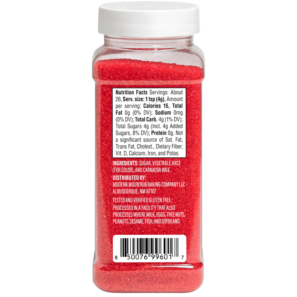 Close-up of MODERN MOUNTAIN red sugar crystals for professional-looking decorations
