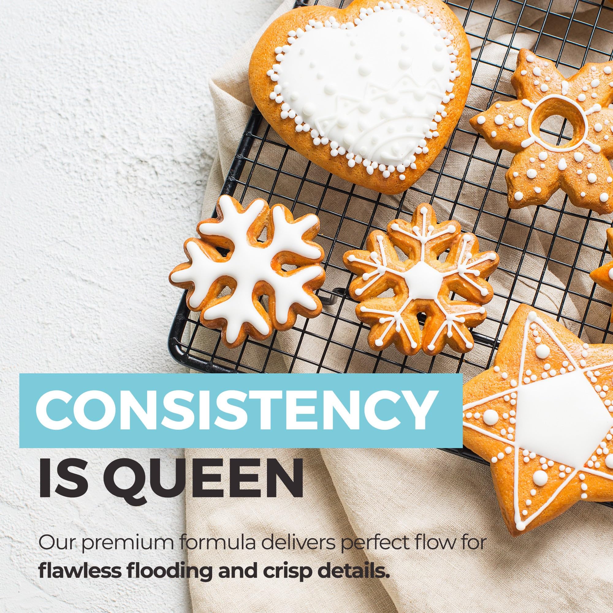MODERN MOUNTAIN Royal Icing Mix 12oz decorated cookies look polished with clean lines.