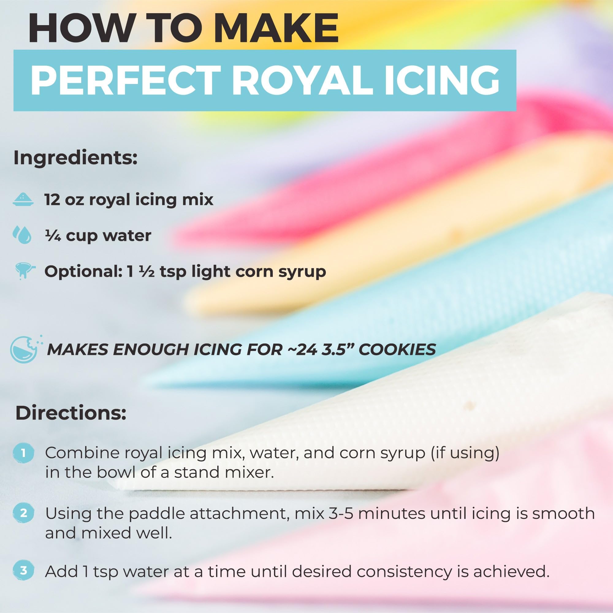 MODERN MOUNTAIN Royal Icing Mix 12oz non-GMO ingredients maintain quality from scoop to glaze.