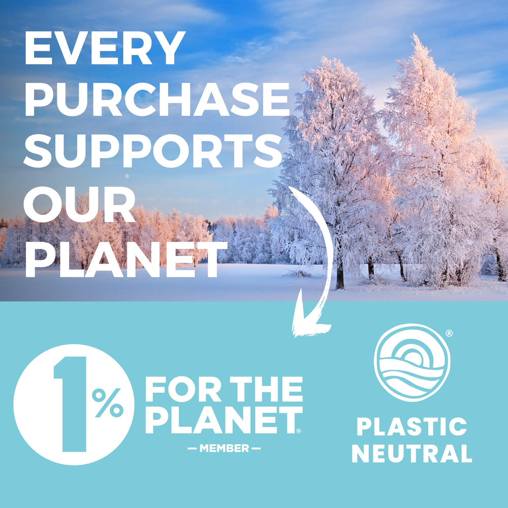 MODERN MOUNTAIN Royal Icing Mix 12oz supports sustainability through 1 for the Planet and plastic-neutral initiatives.