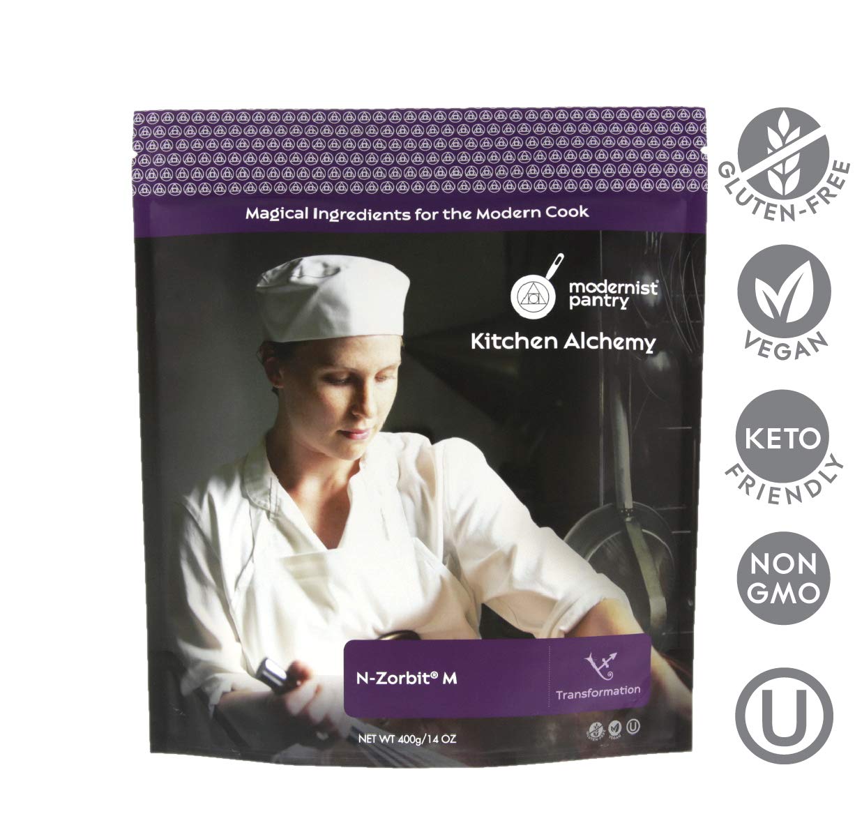 Modernist Pantry N-Zorbit packaging highlighting premium non-GMO maltodextrin for emulsions.