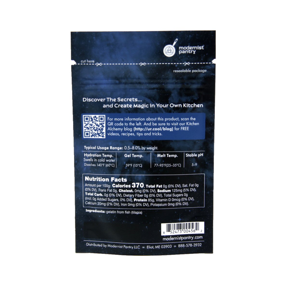 Modernist Pantry Fish Gelatin Powder ideal for clarification in juices and broths.