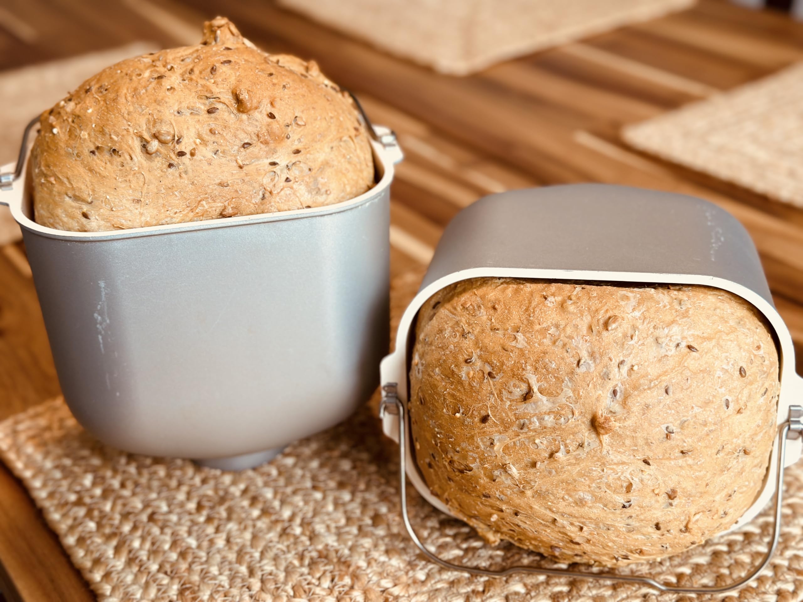 Molibake 8 Grain Bread Mix bread machine loaf image suggests convenient 1.5 lb option.