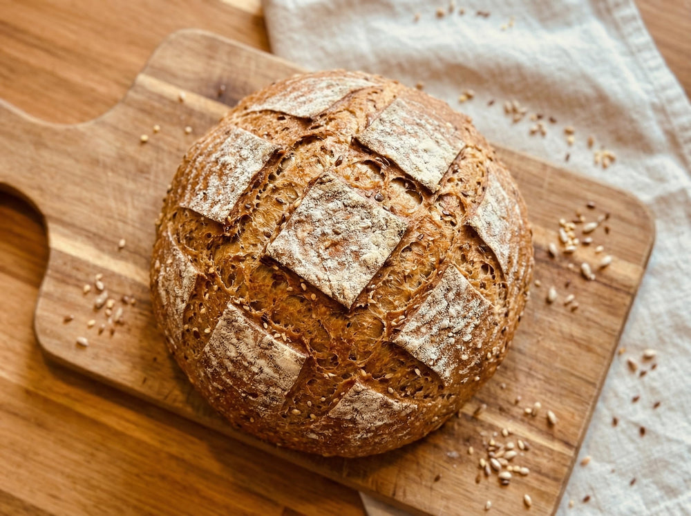 Molibake 8 Grain Bread Mix dry mix in bowl demonstrates easy-to-measure content.