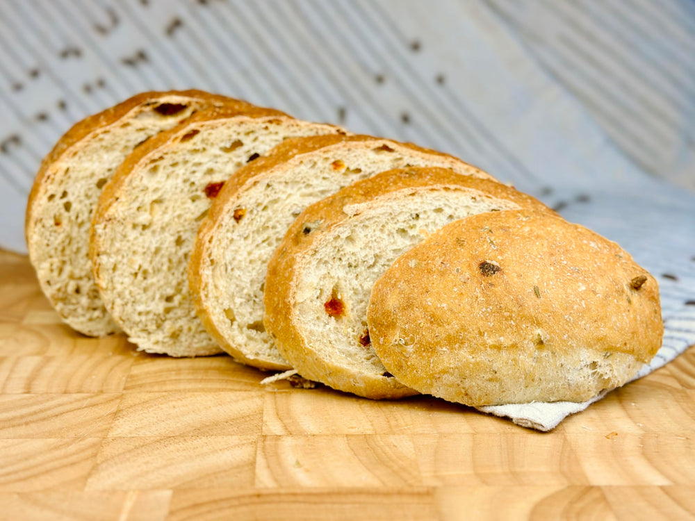 Molibake Italian Focaccia Bread Mix flat-style topping with olive oil and herbs