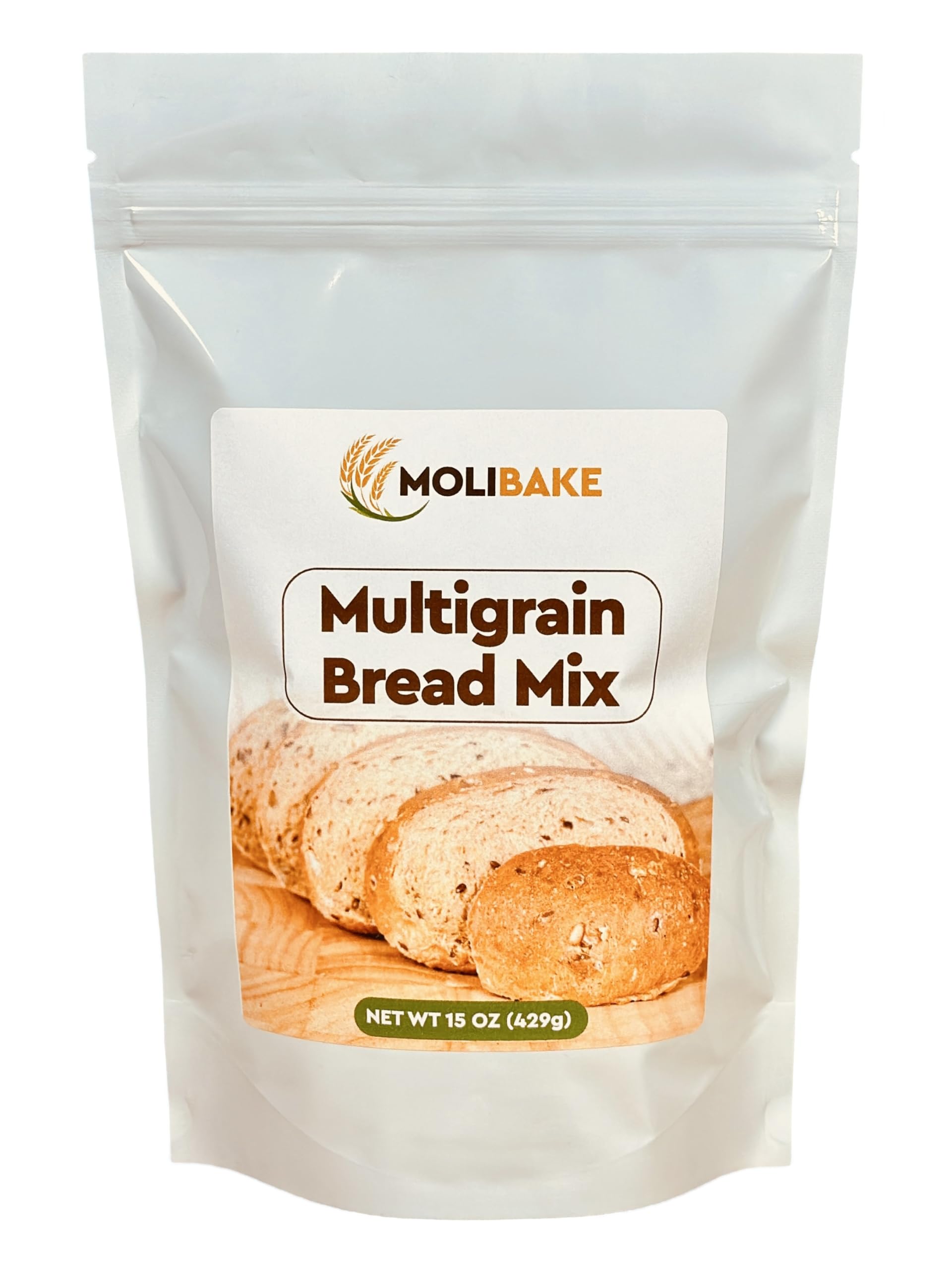 Molibake Multigrain Bread Mix packaging for easy home baking.