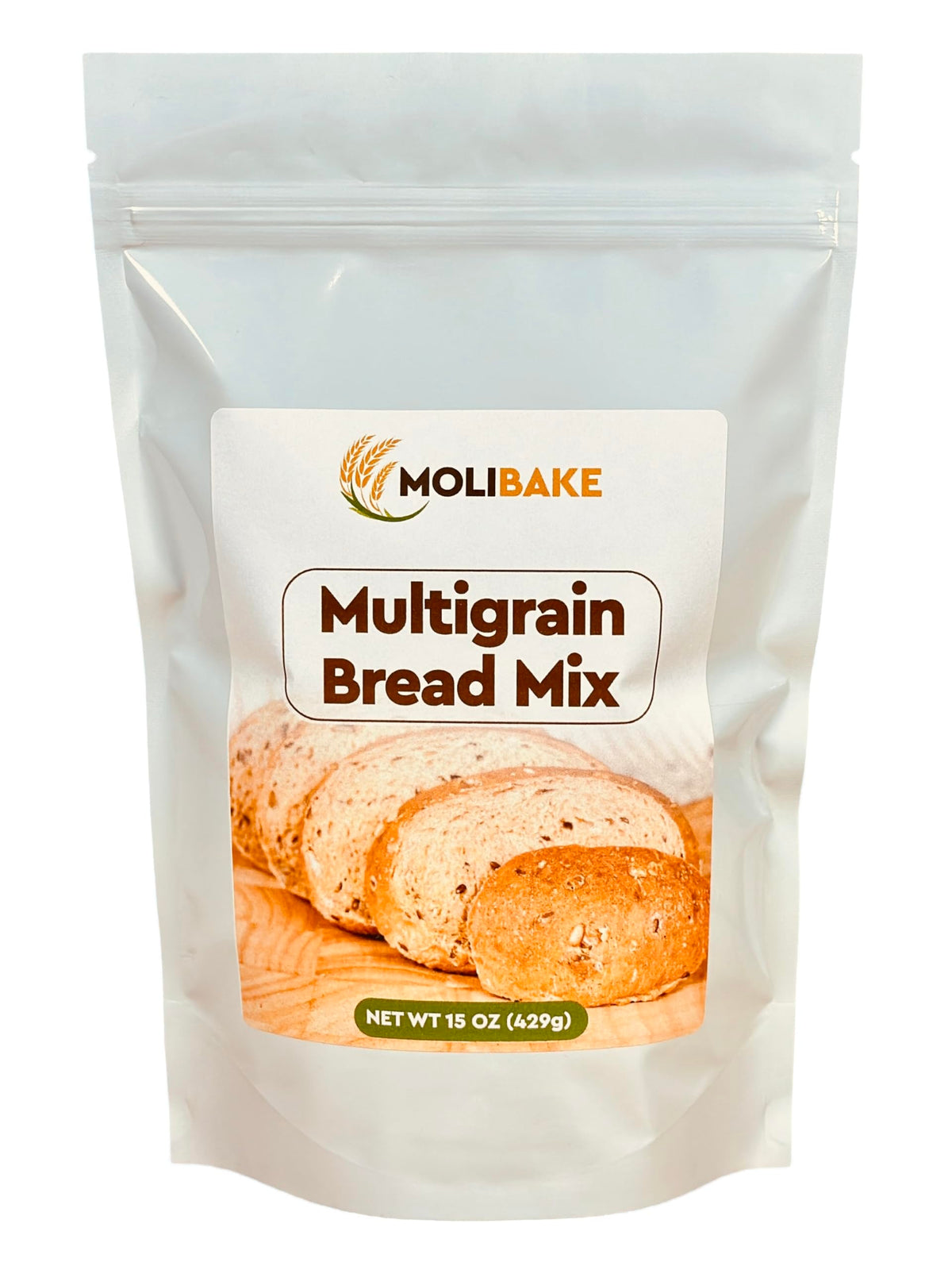 Molibake Multigrain Bread Mix packaging for easy home baking.