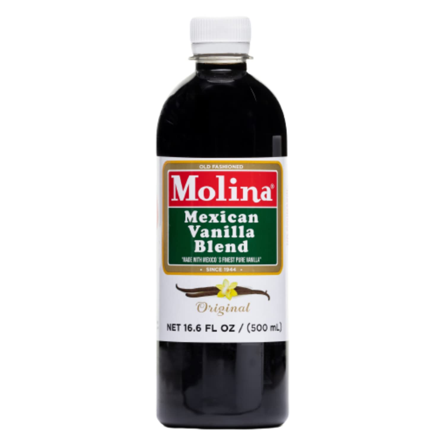Molina Vanilla Original 16oz bottle highlights versatile flavor for meats, fish, and desserts