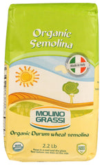 Molino Grassi Organic Italian Semolina Flour bag front, ideal for premium baking and pasta prep