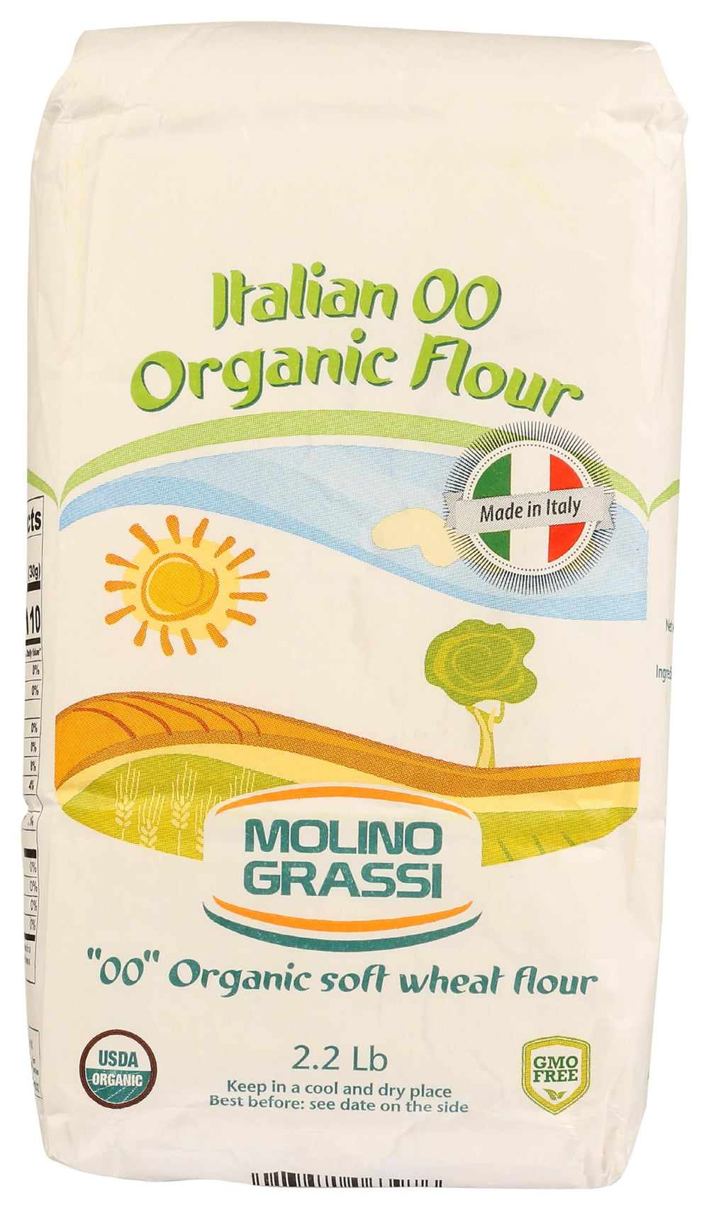 Molino Grassi organic soft-wheat flour 2.2 lb bag ideal for pizzas and breads