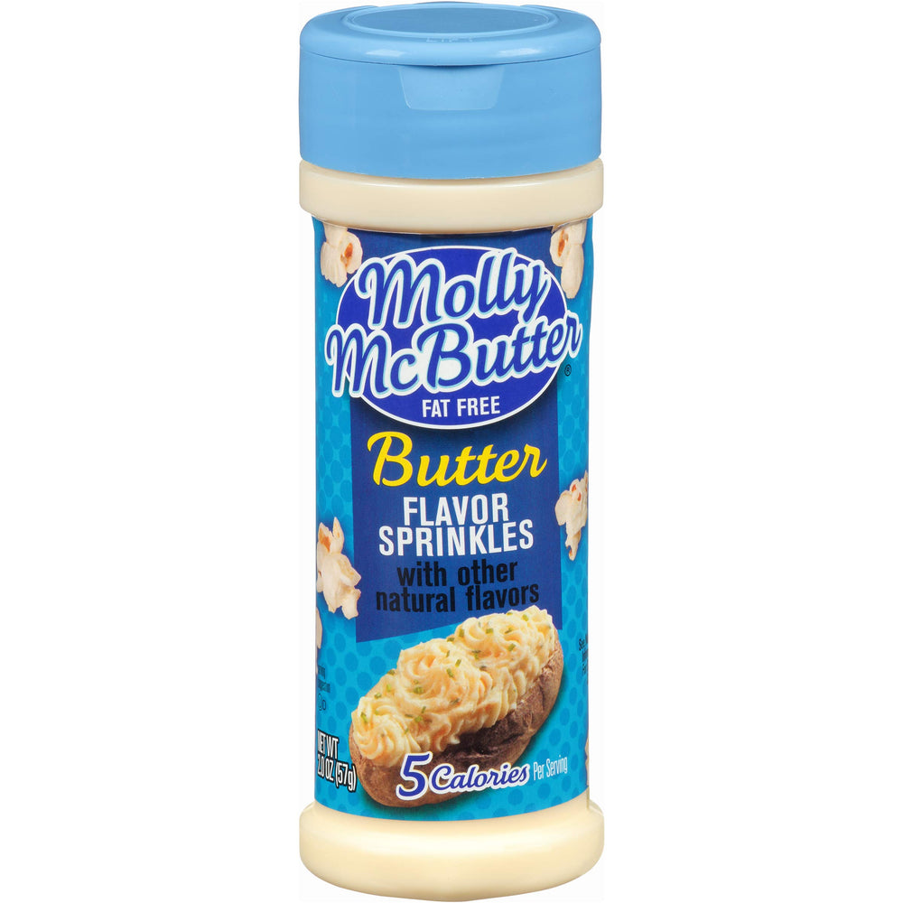 Molly McButter fat-free sprinkles front view showing the product packaging