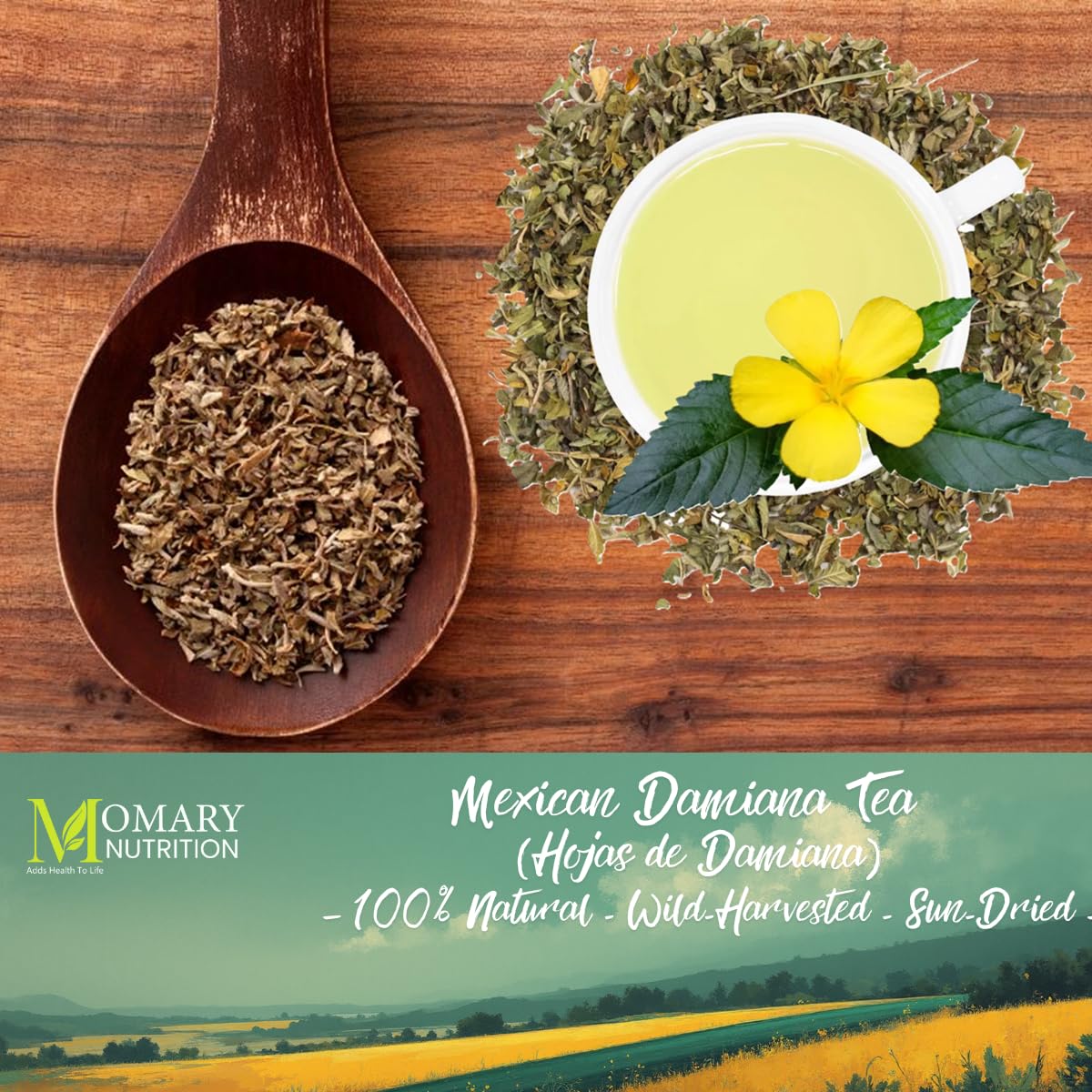 Momary Nutrition damiana tea brewing steps ready in minutes.