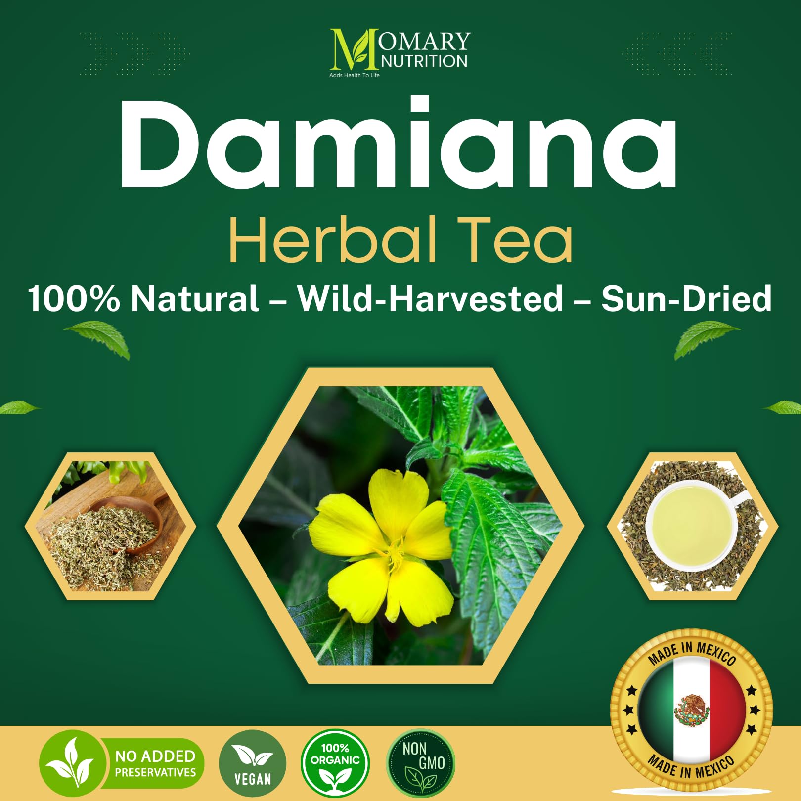 Momary Nutrition wild-harvest leaves packaged airtight to preserve aroma.