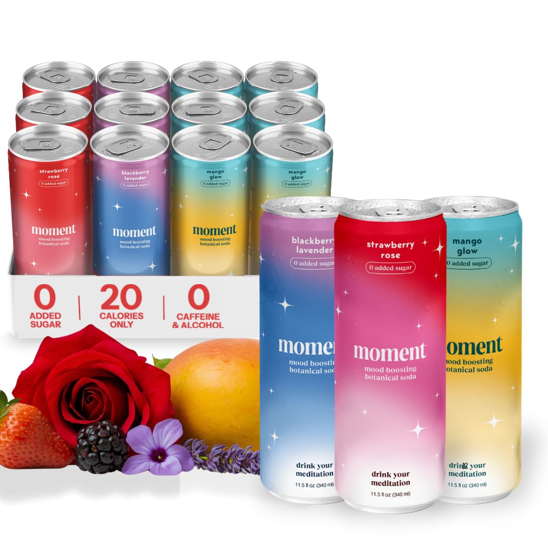 Moment Botanical Soda 24-pack front view for a zero sugar lifestyle.
