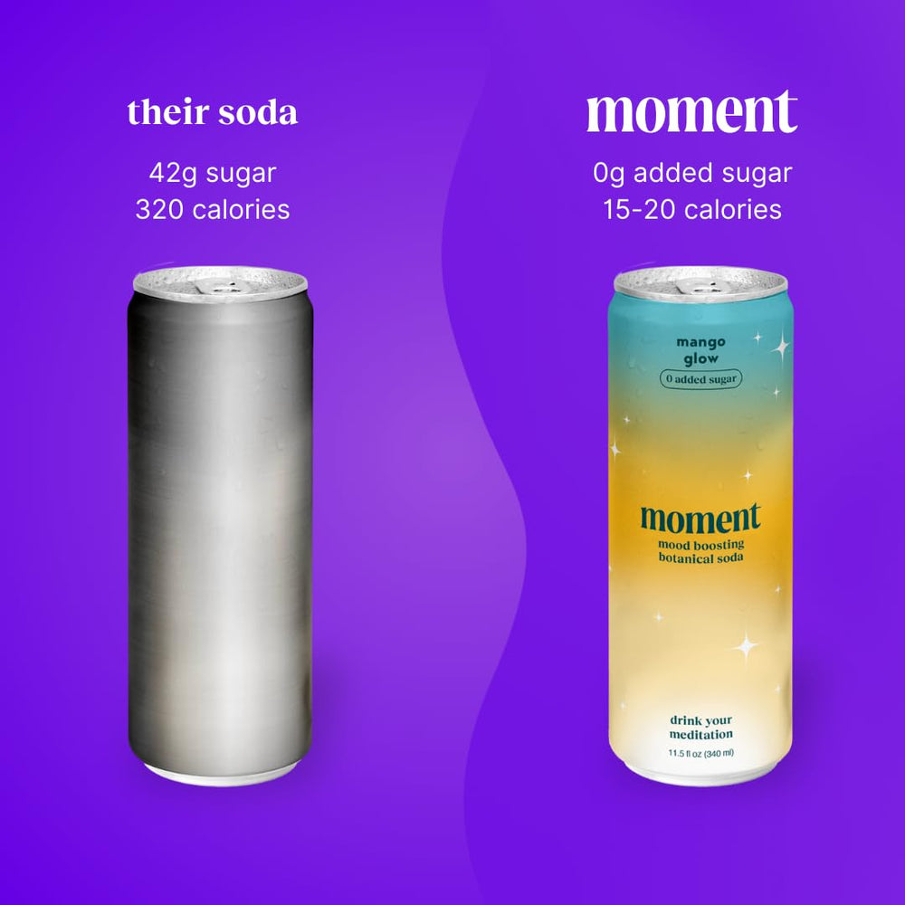 Moment 24-pack on countertop ideal for daily adaptogen-friendly refreshment.