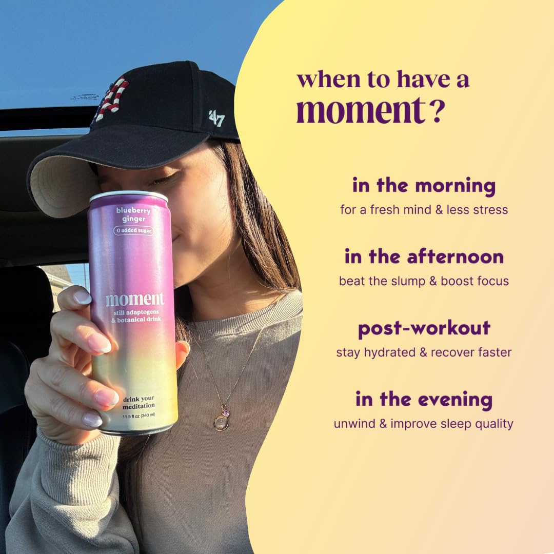 Moment drink health-claim icon communicates zero sugar and zero caffeine benefits