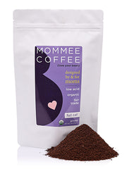 Mommee Coffee Full Caf Ground Bag with fresh aroma for a smooth, lower-caffeine cup.