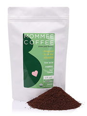 Mommee Coffee Quarter Caf ground coffee bag highlighting fresh aroma ideal for smooth drip brews.