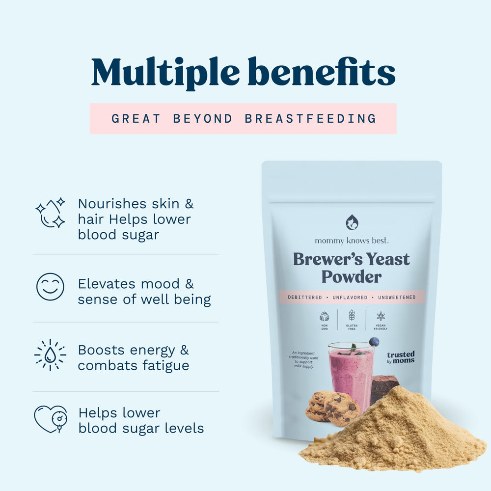 Gluten-free label on Mommy Knows Best brewer's yeast packaging