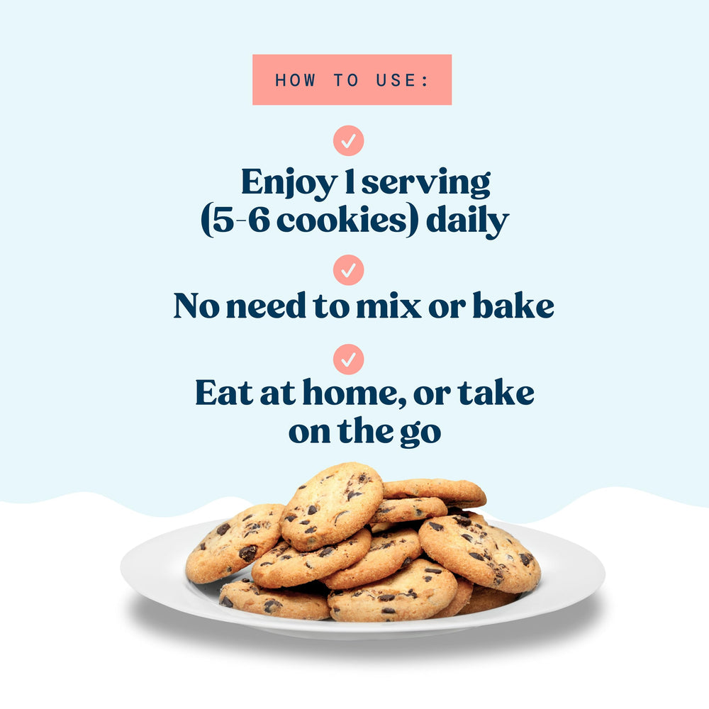 Two-year freshness claim visible on Mommy Knows Best lactation cookies packaging.