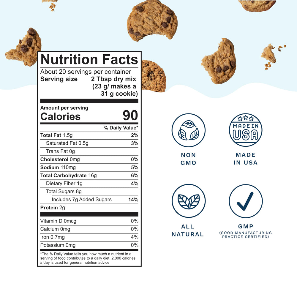 Ingredient close up for Mommy Knows Best lactation cookies mix showing oats flaxseed and brewers yeast